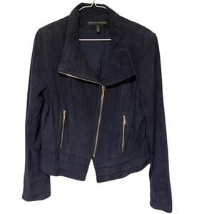 White House Black Market Womens Moto Suede Jacket M Purple Edgy Indie Boho